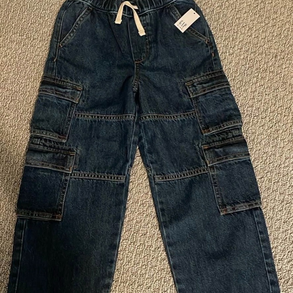 NWT Gap Kids Dark Blue Cargo Denim Pants
